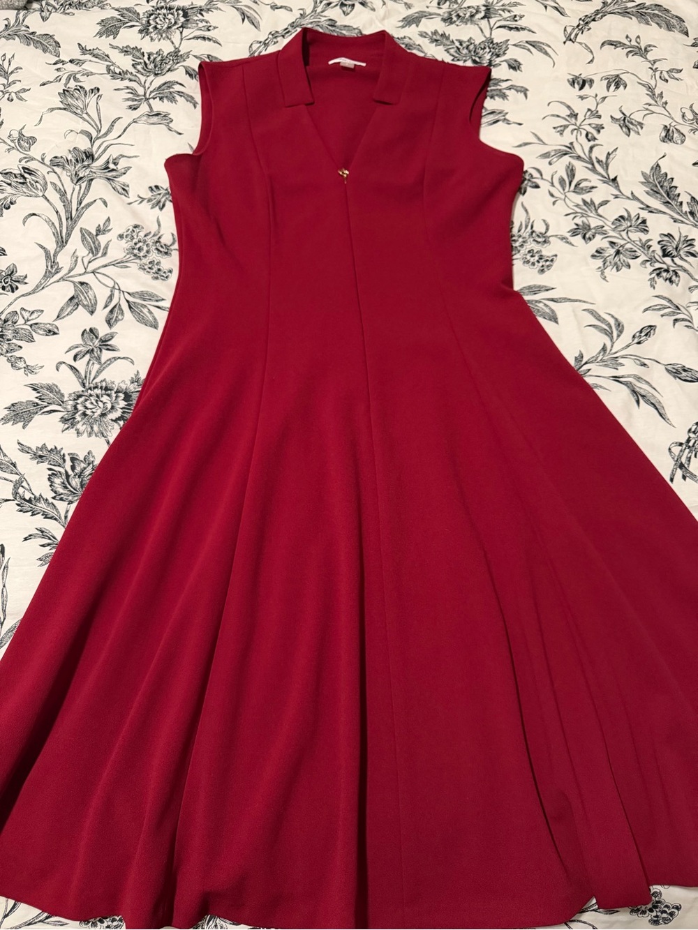 Calvin Klein Sleeveless Wine-Red Fit & Flare Dress